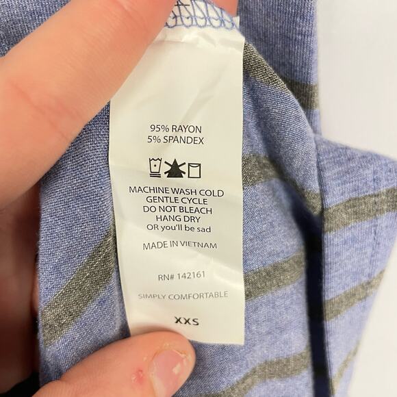 LuLaRoe | NWT Julia Blue & Gray Stripe 1/4 Sleeve Fitted Bodycon T-shirt Dress - Picture 6 of 6